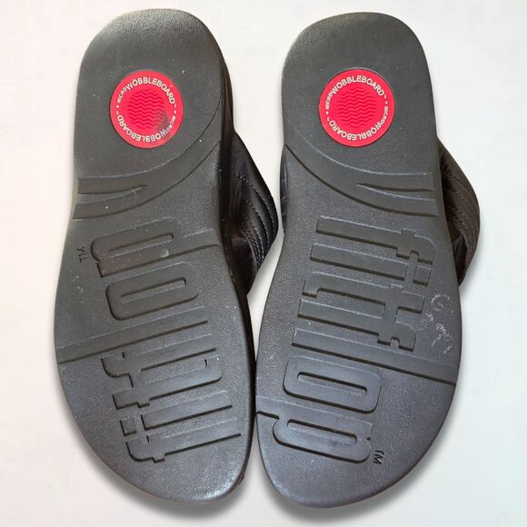 Fitflop Black Chunky Wedge Thong Sandal 8 Comfort - Picture 8 of 10